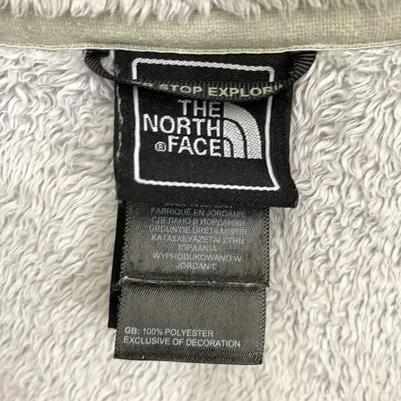North Face Osito Fleece Jacket Full Zip Womens Medium Gray Pink Ribbon Gorpcore - Picture 6 of 11